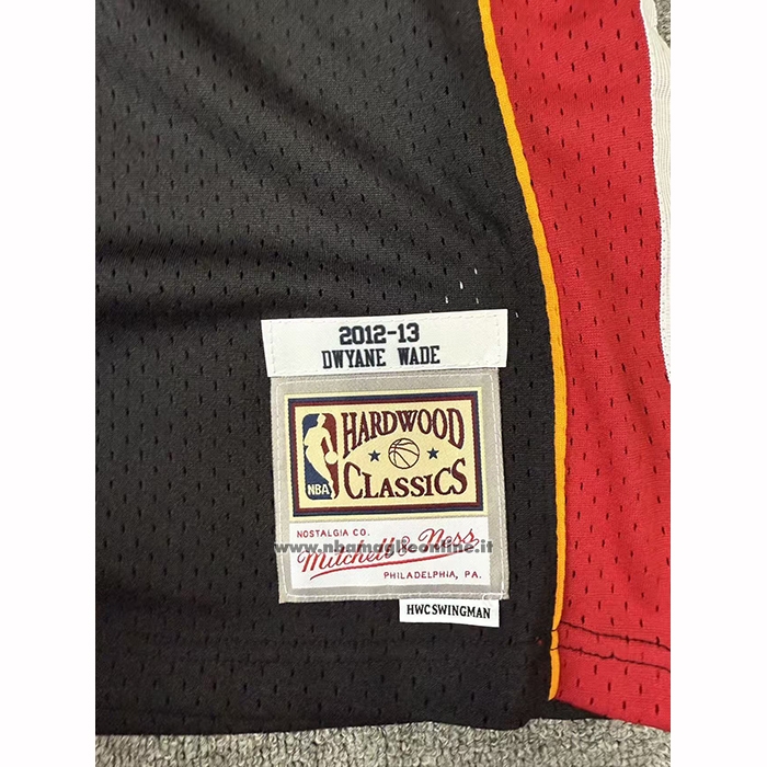 Maglia Miami Heat Dwyane Wade No 3 Mitchell & Ness 2012-13 Nero